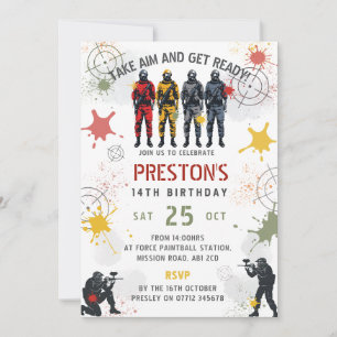 Invitation d'anniversaire Paintball Prendre la mir