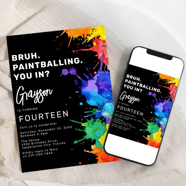 Invitation d'anniversaire Paintballing (Créateur téléchargé)