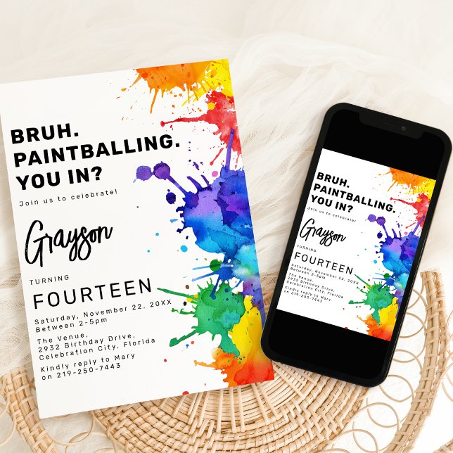 Invitation d'anniversaire Paintballing (Créateur téléchargé)