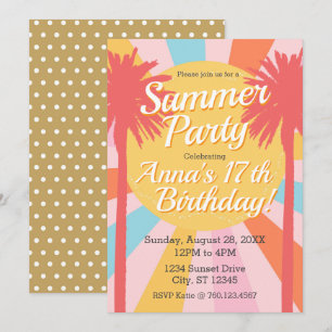 Invitation d'anniversaire Palmier d'été