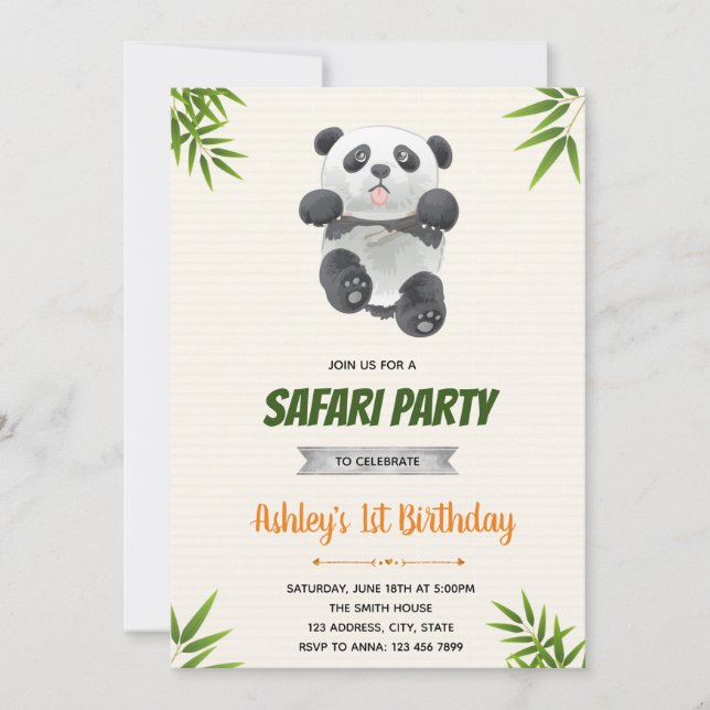 invitation d'anniversaire panda (Devant)