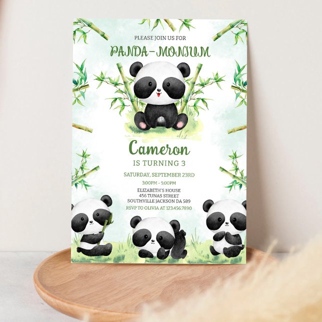 Invitation d'anniversaire Panda-monium Panda (Créateur téléchargé)