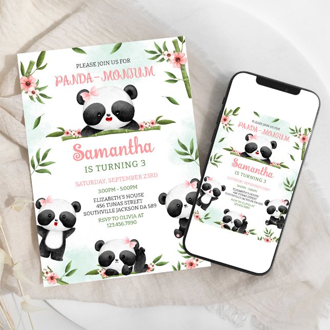 Invitation d'anniversaire Panda-monium Panda (Créateur téléchargé)