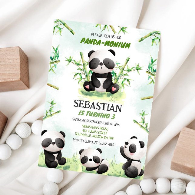 Invitation d'anniversaire Panda Panda-monium (Créateur téléchargé)