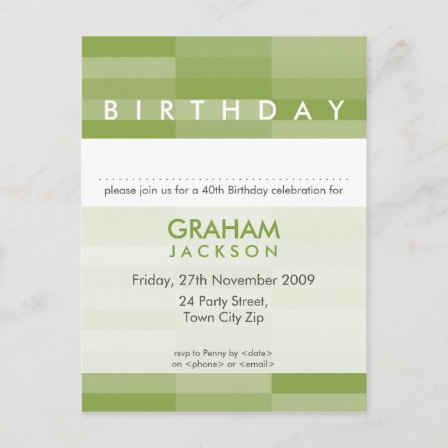 Invitation d'anniversaire :: panneau rectangulaire (Devant)