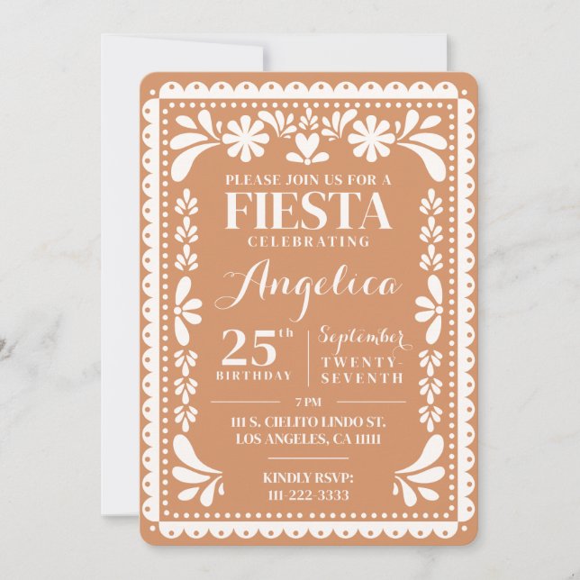 Invitation d'anniversaire Papel Picado Terracotta  (Devant)