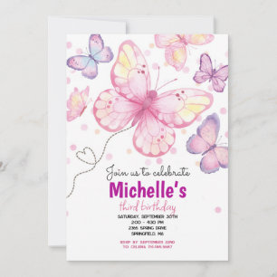 Invitation d'anniversaire Papillon