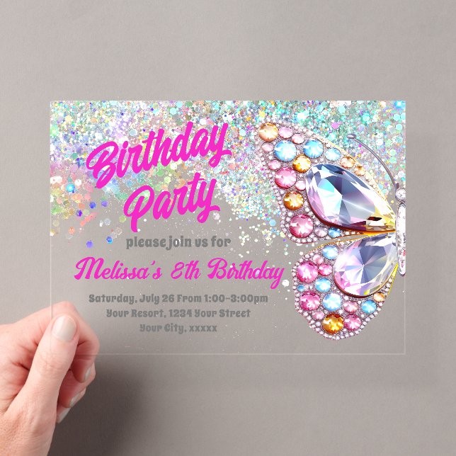Invitation d'anniversaire papillon Gems (In situ (ordinateur de poche))
