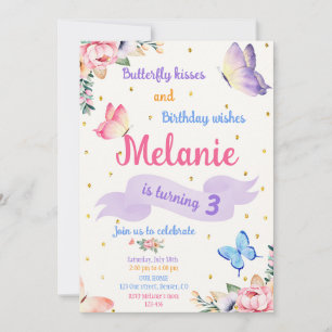 Invitation d'anniversaire Papillon Invitation de f
