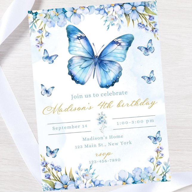 Invitation d'anniversaire papillon modifiable - pa (Créateur téléchargé)
