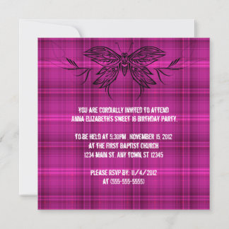 Invitation d'anniversaire papillon tribal punk