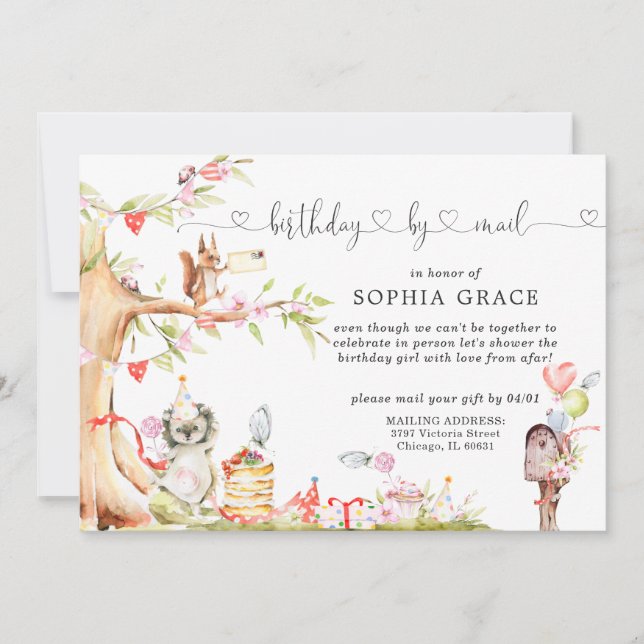 Invitation d'anniversaire par courrier | Bois prin (Devant)