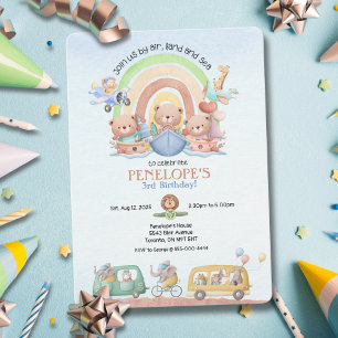 Invitation d'anniversaire par les airs, la terre e