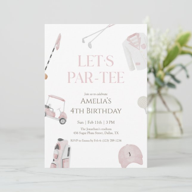 Invitation d'anniversaire Par-Tee de golf à l'aqua (Debout devant)