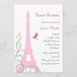 Invitation d'anniversaire parisienne (blanc)