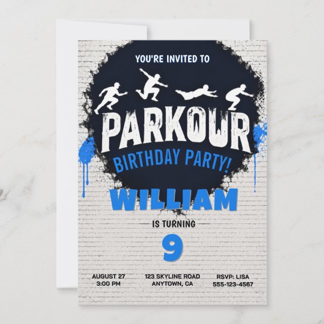 Invitation d'anniversaire Parkour (Devant)