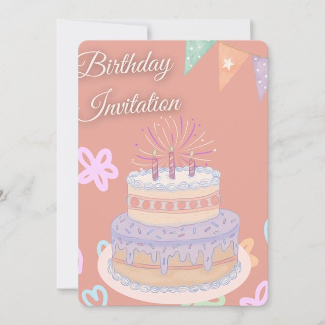 Invitation d'anniversaire Pastel | Par d'anniversa (Devant)