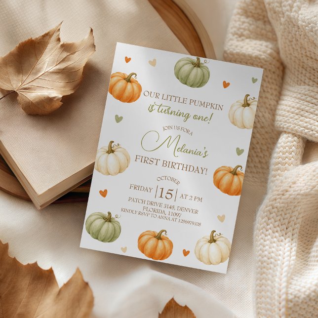 Invitation d'anniversaire Pastel Pumpkin Little On (Créateur téléchargé)