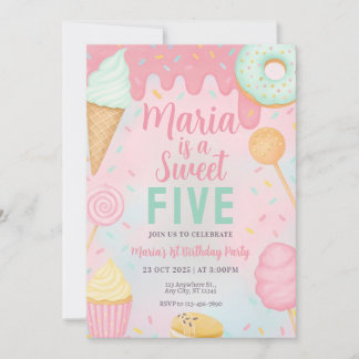 Invitation d'anniversaire Pastel Sweets Candy