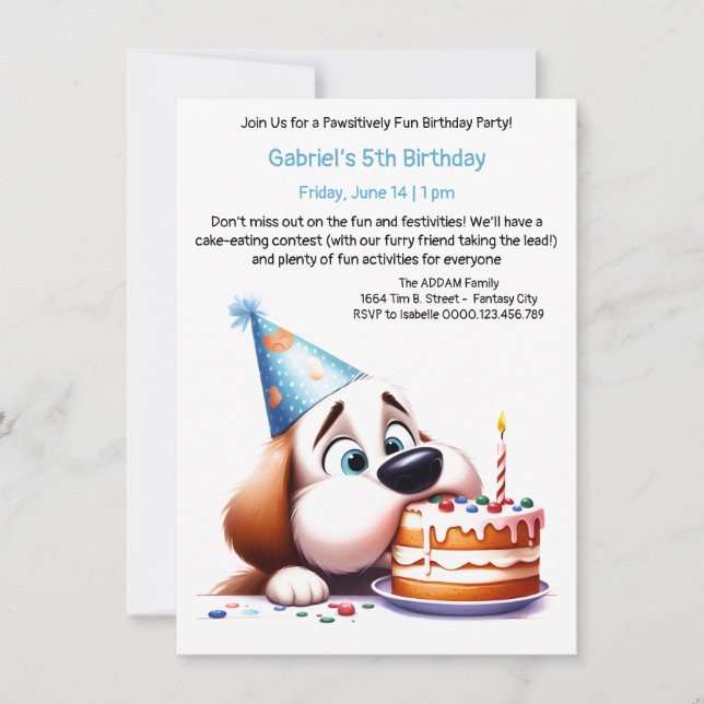 Invitation d'anniversaire Pawsitively Fun (Devant)