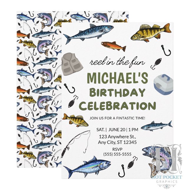 Invitation d'anniversaire pêche (Créateur téléchargé)