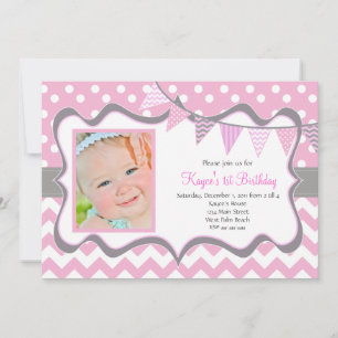 Invitation d'anniversaire Pendentif Chevron et Dot