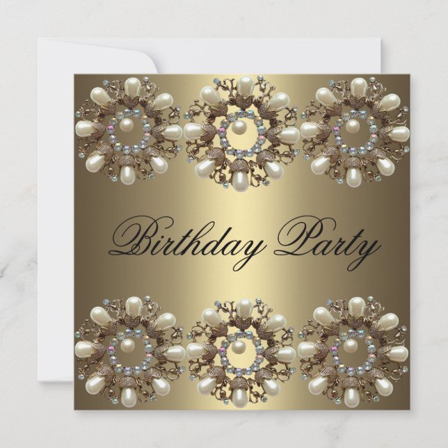 Invitation d'anniversaire Perle Élégante (Devant)