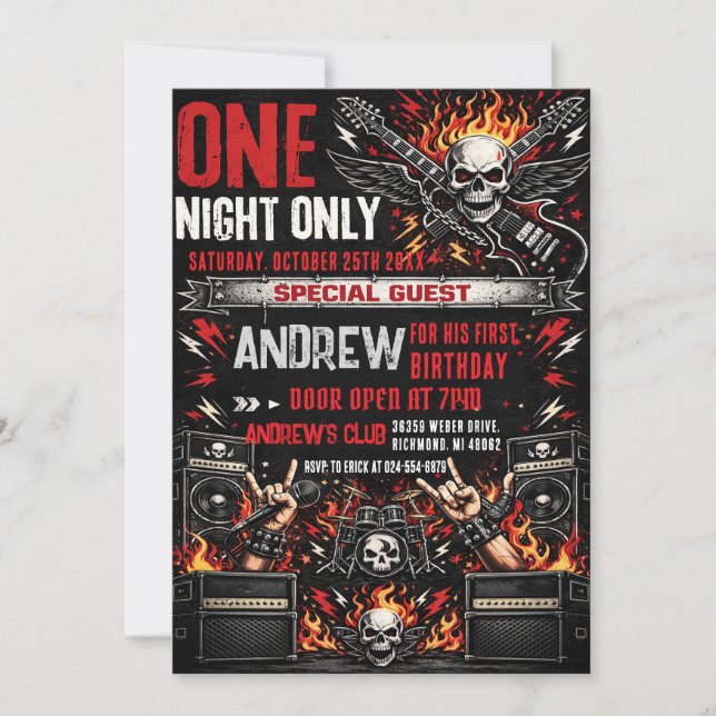 Invitation d'anniversaire Personal One Rocks (Devant)