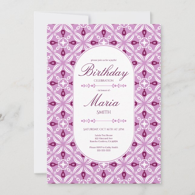 Invitation d'anniversaire personnalisable en Petal (Devant)