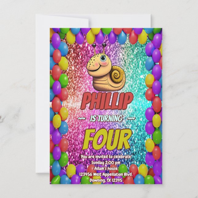 Invitation d'anniversaire Personnalisé de l'escarg (Devant)