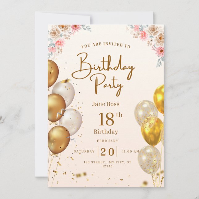 Invitation d'anniversaire personnalisée (Devant)