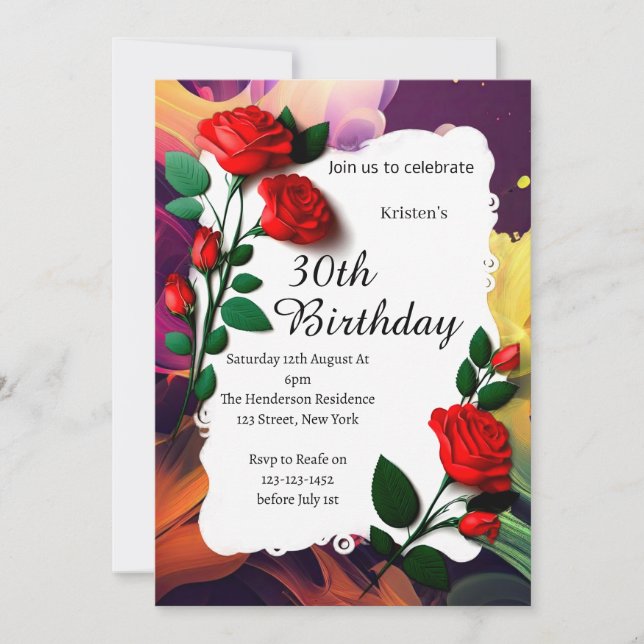 Invitation d'anniversaire personnalisée (Devant)