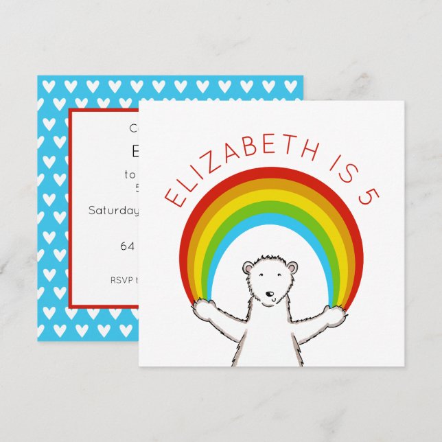 Invitation d'anniversaire personnalisée à l'ours p (Devant / Derrière)