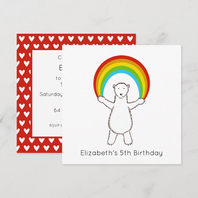 Invitation d'anniversaire personnalisée à l'ours p (Devant / Derrière)