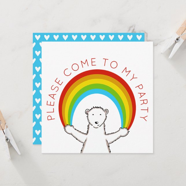 Invitation d'anniversaire personnalisée à l'ours p (Devant/Arrière en situation)
