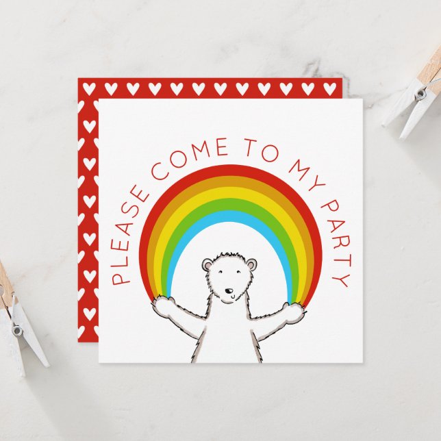 Invitation d'anniversaire personnalisée à l'ours p (Devant/Arrière en situation)