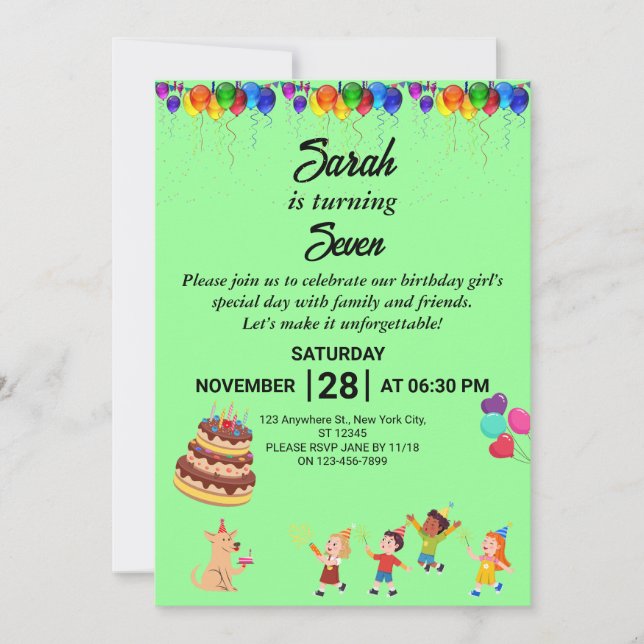 Invitation d'anniversaire personnalisée avec desig (Devant)