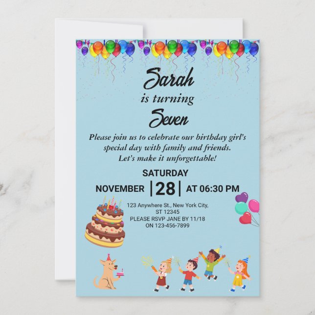 Invitation d'anniversaire personnalisée avec desig (Devant)