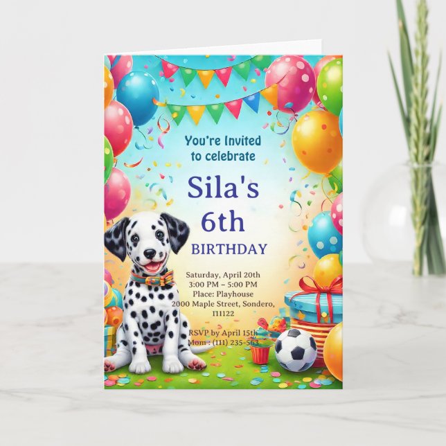 Invitation d'anniversaire personnalisée Dalmatien (Devant)