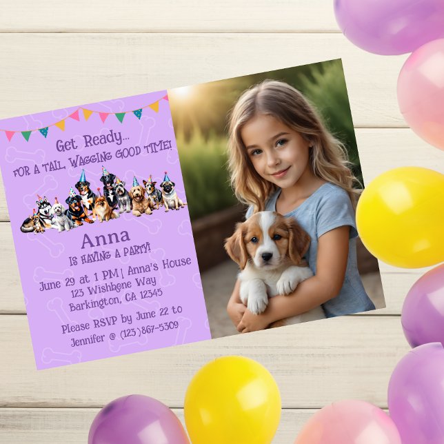 Invitation d'anniversaire personnalisée de Chien c (Créateur téléchargé)