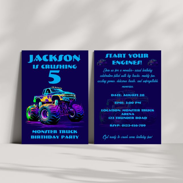 Invitation d'anniversaire personnalisée de Monster (Créateur téléchargé)