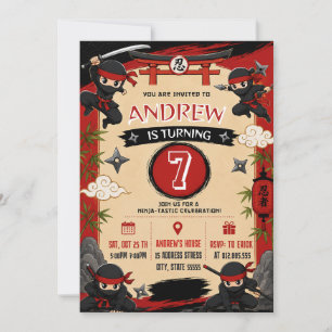 Invitation d'anniversaire personnalisée de ninja C