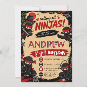 Invitation d'anniversaire personnalisée de ninja s