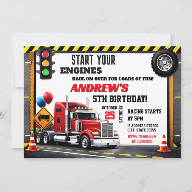 Invitation d'anniversaire personnalisée de semi-re (Devant)