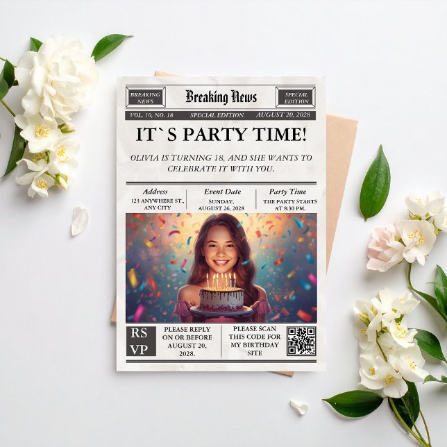 Invitation d'anniversaire personnalisée de style j (Créateur téléchargé)