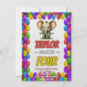 Invitation d'anniversaire personnalisée éléphant m