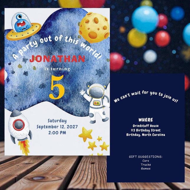 Invitation d'anniversaire personnalisée Espace Fan (Créateur téléchargé)