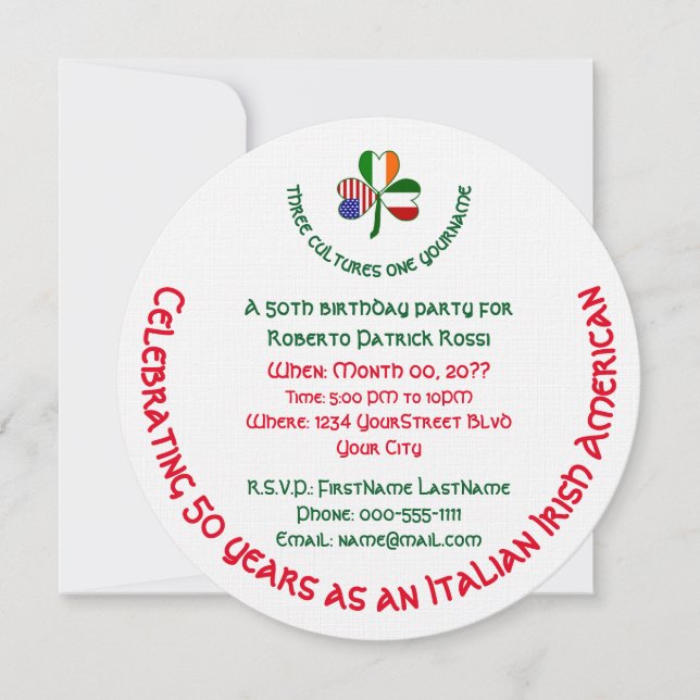 Invitation d'anniversaire personnalisée italienne  (Devant)