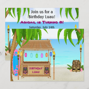 Invitation d'anniversaire personnalisée Luau Girls