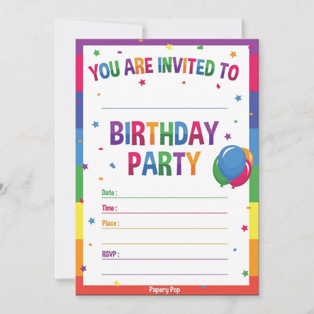 Invitation d'anniversaire personnalisée Modèles : (Devant)
